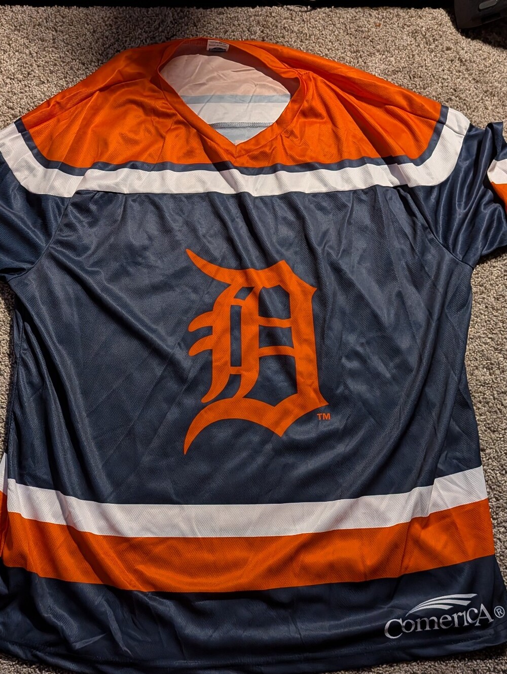 Men's Navy and Orange Detroit D Hockey Jersey